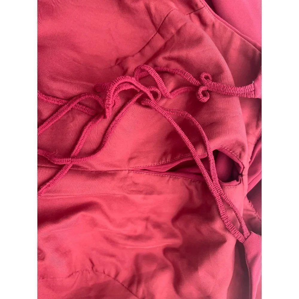 NWT Azazie Burgundy Bonnie Allure Halter Bridesmaid Dress Size 14 - Picture 14 of 16